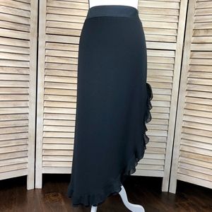 Black Side Slit Ruffled Skirt JS Collections